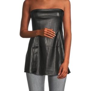 We wore what leather strapless top